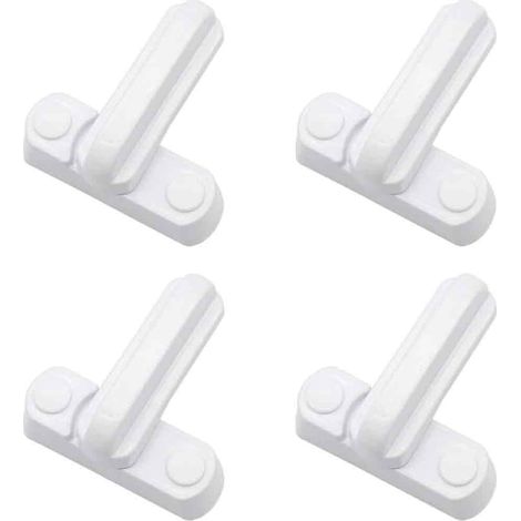 Quatre éléments de sécurité, comprenant pêne, loquet et poignée. Pièces de rechange pour portes, armoires et fenêtres. (1/5)
