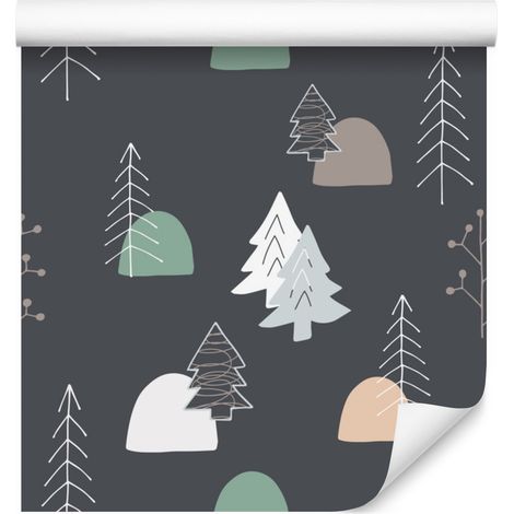 Papier peint à motifs d'arbres scandinaves pour salon et chambre 50x1000 cm (1/5)