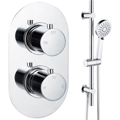 Signature Reflex Thermostatic Concealed Shower Valve with Adjustable Slide Rail Kit - Chrome