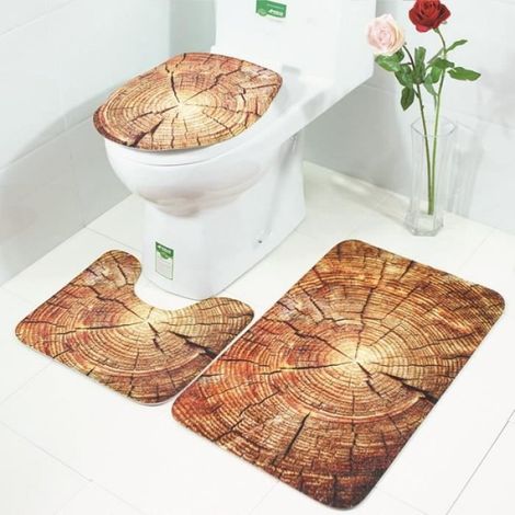Ensemble Tapis de toilette - Polyester - Antidérapant - Lavable en machine - Salle de bains - 3 Pièces (1/4)