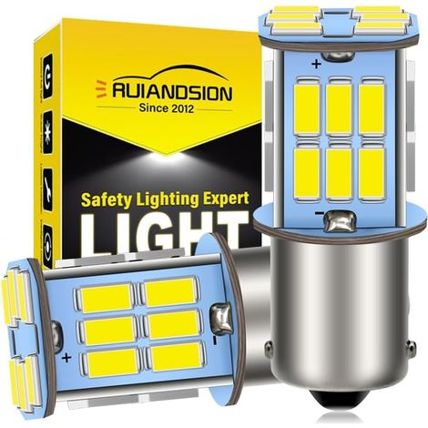 Lot de 2 ampoules LED de rechange 1156 7506 DC 6 V super lumineuses 5630 30SMD pour feux de recul, clignotants, feux arrière, blanc