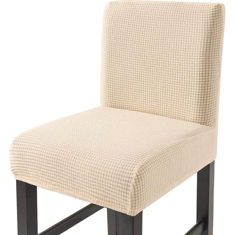 Housses de Chaise de Tabouret Couvre Chaise de Bar Extensibles Housses Chaise à Dossier Bas 4pcs Beige (1/5)