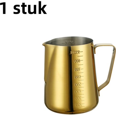 mug à latte art épais bec verseur pointu en acier inoxydable cylindre pour latte art accessoires pour latte art double marquage intérieur et extérieur capacité 900 ml couleur or (1/5)