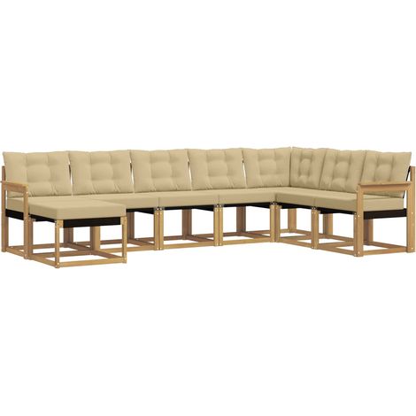 Outdoor-Sofagarnitur 8 pcs Weiß und Beige vidaXL
