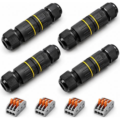 Boîte de jonction étanche IP68, connecteur électrique 3 voies pour câble Ø 6-11 mm, nylon, lot de 4 (1/5)
