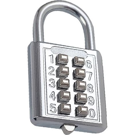Cadenas antivol à combinaison en alliage,10 chiffres,pour casier scolaire,portail extérieur et vestiaire de salle de sport (argent) (1/5)