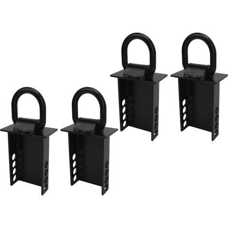 Anneaux en D Noir avec Poche à Piquet, Fixation Amovible Renforcée pour Remorques Utilitaires, Plateaux et Camions Cargo, avec Goupille d'Attelage (1/5)