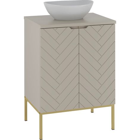 Mueble lavabo individual 60cm 2 puertas sobre patas Daria Cachemira (1/4)
