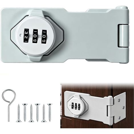 Verrou Placard, Serrure Placard en Alliage de Zinc, Serrure à Code à 3 Chiffres, Serrure à Combinaison Pour Placard, Verrou Porte Placard avec Code pour Cuisine Armoires Tiroirs Portes Coulissantes (1/5)