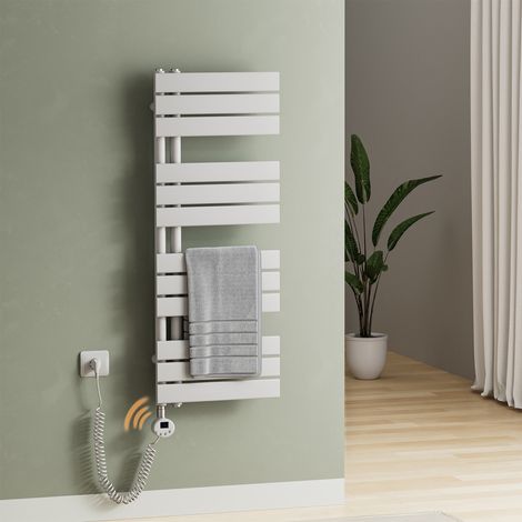 S'AFIELINA Elektrischer Badheizkörper Handtuchtrockner mit Timing Elektrisch Thermostat, Handtuchwärmer mit Heizstab, Weiß 104.1x40 cm 400Watts (1/5)
