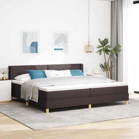 Letto a molle con testiera Marrone Scuro 200 x 200 cm Tessuto vidaXL (1/5)