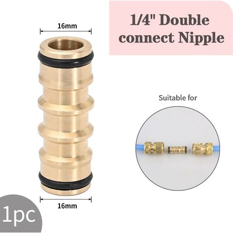 (Double connecteur - voir image) Adaptateur de raccord rapide fileté pour système d'irrigation de jardin, raccords de tuyau en cuivre pour système d'arrosage goutte à goutte (1/5)