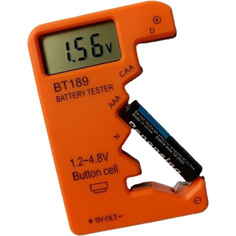 Batterietester, Universal-Batterietester, Kleiner Batterietester für C-, AA-, AAA-, D-, N-, 9V-, 6F22-, 1,5V- und 3V-Knopfzellenbatterien, Batterietester (Orange)