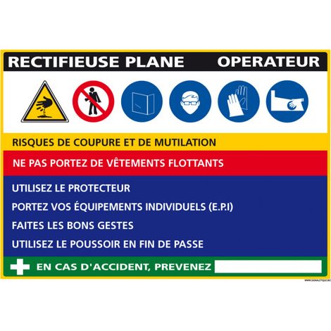 Panneau Fiche de Poste Rectifieuse Plane (C1119) - Adhésif - 300 x 210 mm