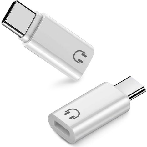 2er-Pack Lightning-auf-USB-C-Stecker-auf-Lightning-Audioadapter für Smartphones der Serien 15/16, nicht zum Laden/Datenübertragung, weiß (1/5)