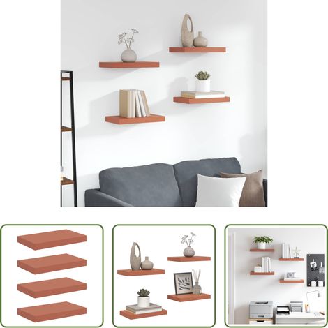 Rangement intérieur - Étagère Murale 4 pcs Rouge 40 x 23,5 x 4 cm Bois d'ingénierie (1/5)