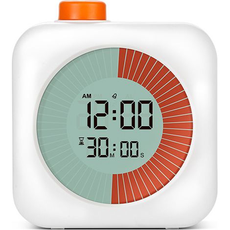 Minuteur Visuel Numérique, Time Timer avec Compte à Rebours, Alarme, Horloge, 60 Minutes Chronometre, pour Cuisiner, Enfants et Adultes, Étudier, Travailler Blanc (1/5)
