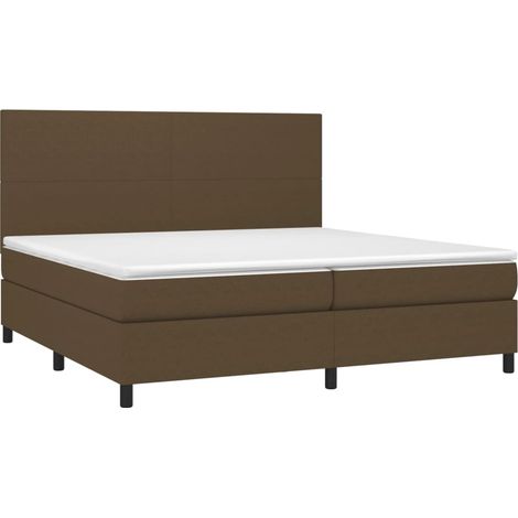 Box Spring Bed with Mattress&LED Dark Brown 200x200 cm Fabric vidaXL (1/4)