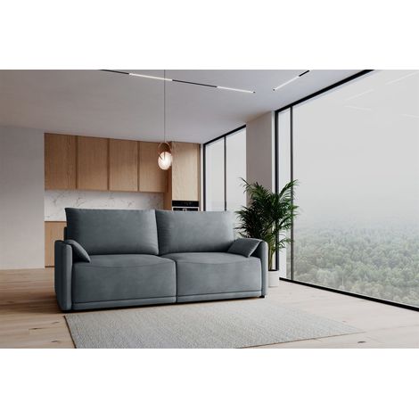 Sofa 3-Sitzer mit Schlaffunktion MIRENA in Stoff Cremona Graublau