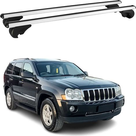 OMAC Barres de toit en aluminium pour Jeep Cherokee KK 2008-2012 – TÜV / DIN 75302:2019 – Antivol inclus – Charge max 75 kg – 2 barres Argent (1/5)