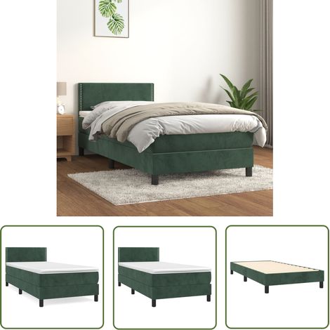 The Living Store Boxspringbett mit Matratze Dunkelgrün 80x200 cm Samt - Samtbett - Boxspringbett - Doppelbett - Bettenrahmen - Luxusbett (1/5)