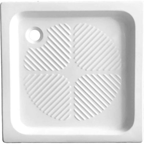 Piatto Doccia Antiscivolo - 80 x 80 cm x H10 cm - Bianco in Ceramica - Con Rilievi (1/2)