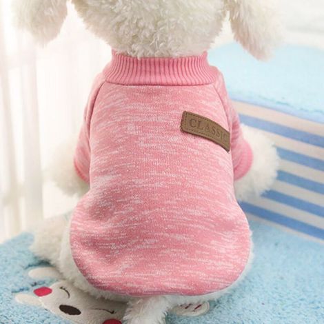 Chien de Compagnie Chien Pull, Chaud Chien Pulls Cat vêtements, Polaire Animal de Compagnie Manteau pour Chiot Petit Moyen Grand Chien, Rose et Gris (l, Rose) (1/5)