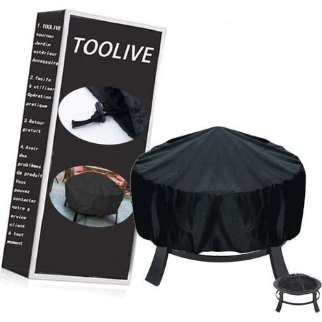 Housse de protection pour brasero rond, cordon de serrage pour imperméable, coupe-vent, résistant aux UV, tissu Oxford 95 x 75 cm pour four, table à manger et chaises et jardin