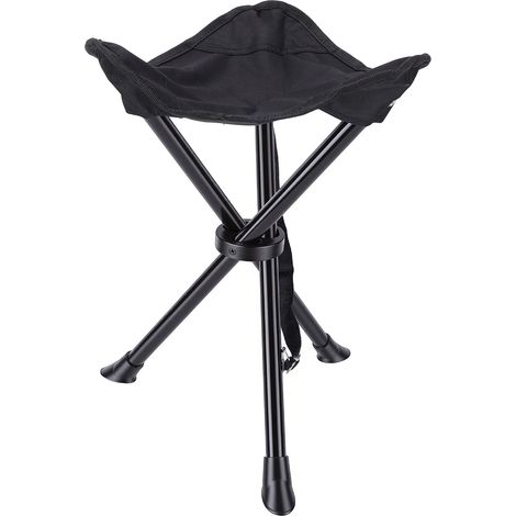 Tabouret de Camping Pliable Noir 2 Pièces - Chaise Tripode Portable pour Pêche Randonnée Plage (1/5)