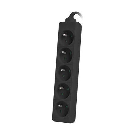 Regleta de extensión Lanberg de 3 m, color negro, 5 tomas de 230 V PL, cable de cobre macizo. (1/4)