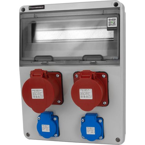 Tableau électrique de chantier CEE 32 A/16 A 2 x 230 V, marque Erbetka JUN, prises Bals DOKTORVOLT® DV-6832-F (1/4)