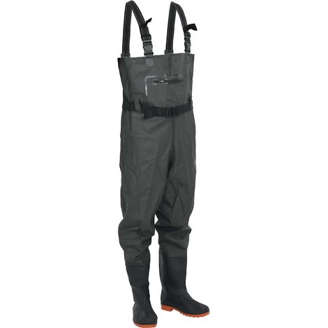 Vadeador de pecho con botas y cinturón verde oscuro talla 43 (1/5)