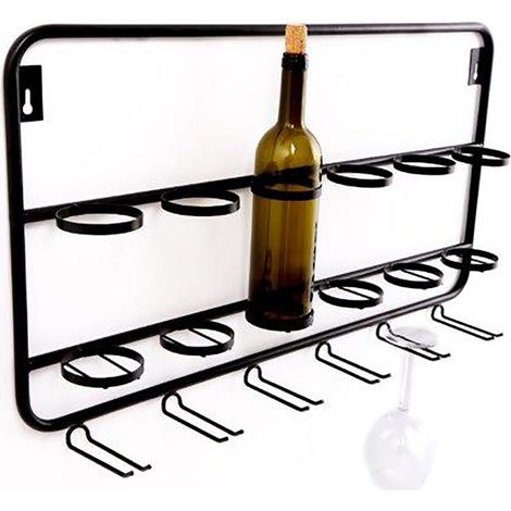 HOMESCAPES Black Iron Wine Bottle Rack (1/5)