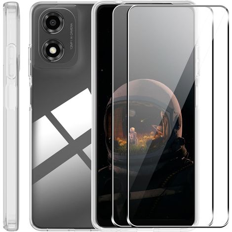 Coque pour Motorola Moto E14 / G24,avec 2 pièces Verre trempé,Transparence Souple TPU Étui Protection pour Moto E14 / G24,Bumper Housse Prévention des Chutes,Anti- Rayures,Ultra Mince (1/5)