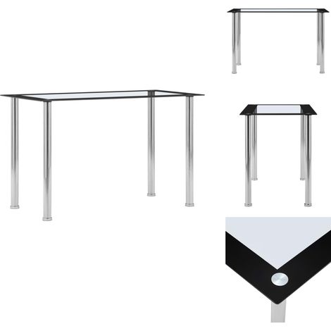 Table à manger Noir et transparent 120x60x75 cm Verre trempé - Table À Manger - Table Moderne - Table Design - Table Noire - Table En Verre Trempé (1/5)