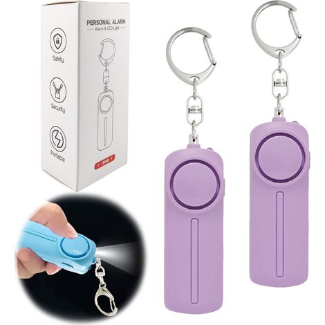 Alarme de sécurité personnelle avec lumière LED sirène extérieure volume 130 dB matériau ABS étanche 2 PCS Violet (1/5)
