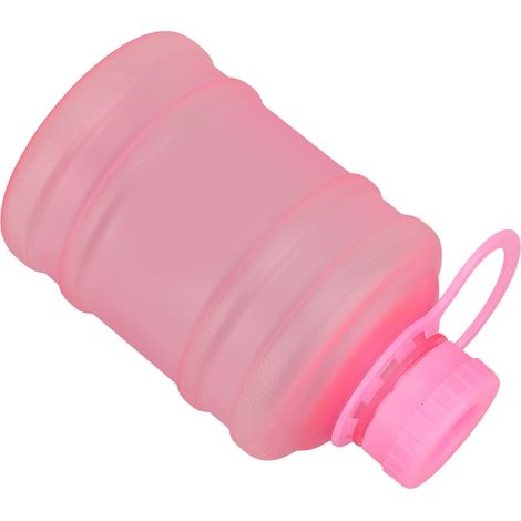 Gourde de sport portable de grande capacité (650 ml) en plastique givré, avec poignée, rose. (1/5)