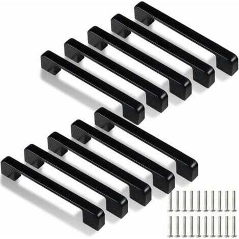 Küchengriff 128 mm, 10 schwarze Griffe für Türen, Schubladen und Schränke (Schrauben inklusive) (1/4)