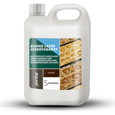 JOVIRA PINTURAS Vernice - Lasur idrorepellente protettivo satinato all'acqua protegge, decora e impreziosisce tutti i tipi di legno con effetto perlato. (5 Litri, Incolore) (1/3)
