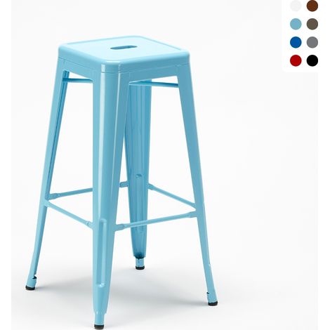 Tabouret Tolix industriel en acier et métal pour bars et cuisines Steel Up | Turquoise (1/5)