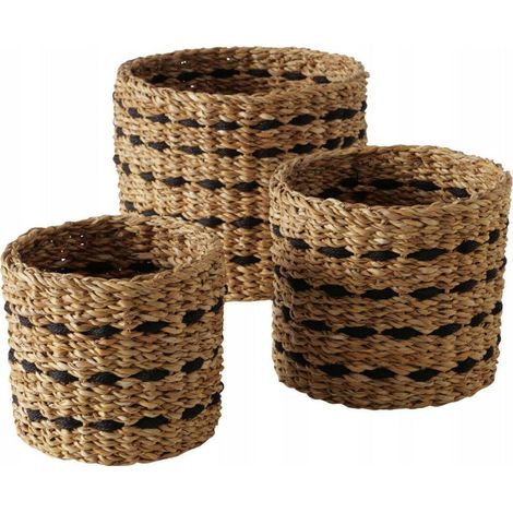 Boltze BOKAR set di tre cesti in juta beige