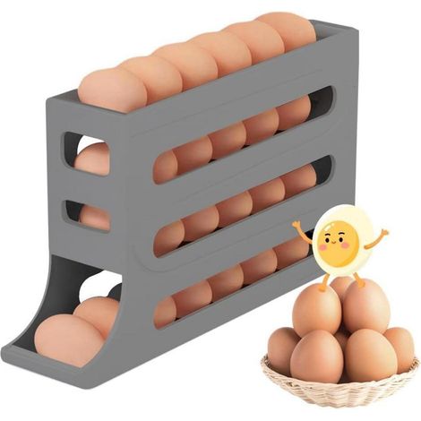 Eierhalter Kühlschrank 4 Etagen 30 Eier automatisch rollend Grau (1/5)