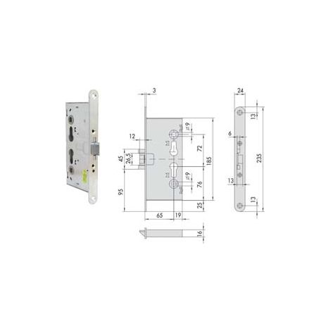 SERRATURA DA INFILARE ANTIPANICO PER PORTE TAGLIAFUOCO 43120 mm.65 (43120650) CISA