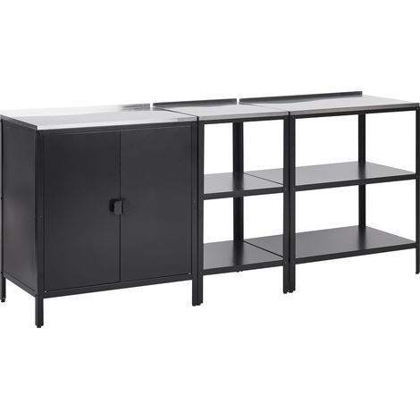 3 Piece Outdoor Kitchen Set VILAMA Metal Black (1/5)