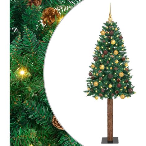 Árbol de Navidad Delgado con 300 LED con soporte Verde 180 cm vidaXL (1/5)