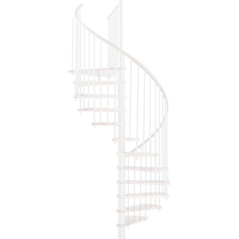 Minka Spindeltreppe Spiral Wood 38 - 305,5cm Geschosshöhe Weiß Weiß 160cm Durchmesser
