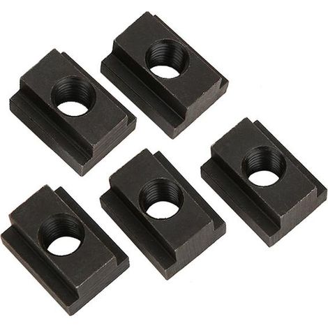 Lot de 5 écrous à rainure en T finition oxyde noir, filetage M12, s'insérant dans les rainures en T des tables de machines-outils (1/3)