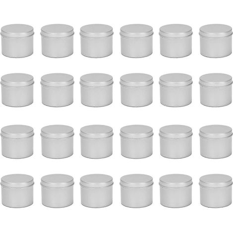 Lot de 24 boîtes rondes en métal noir, contenants pour bougies et cosmétiques. Pots vides en aluminium. (1/5)