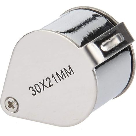 Sollbry 2 piècesLoupe de bijoutier, Loupe Grossissante Verre, Loupe Pliante en métal à lumière, Loupe de Poche, Pliable en Verre, Loupe Botaniste, pour la lecture, les livres, journaux, 30x 21 mm (1/5)