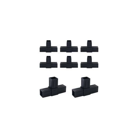 Lote de 8 conectores de tubo de plástico con 3 vías en forma de T - Conector de poteau para diámetro exterior 25 x 25 mm